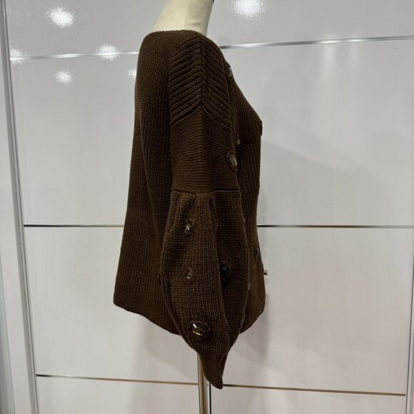 Peekskill Crystal Embellished Sweater in Mocha NWOT, Size M - Picture 4 of 15